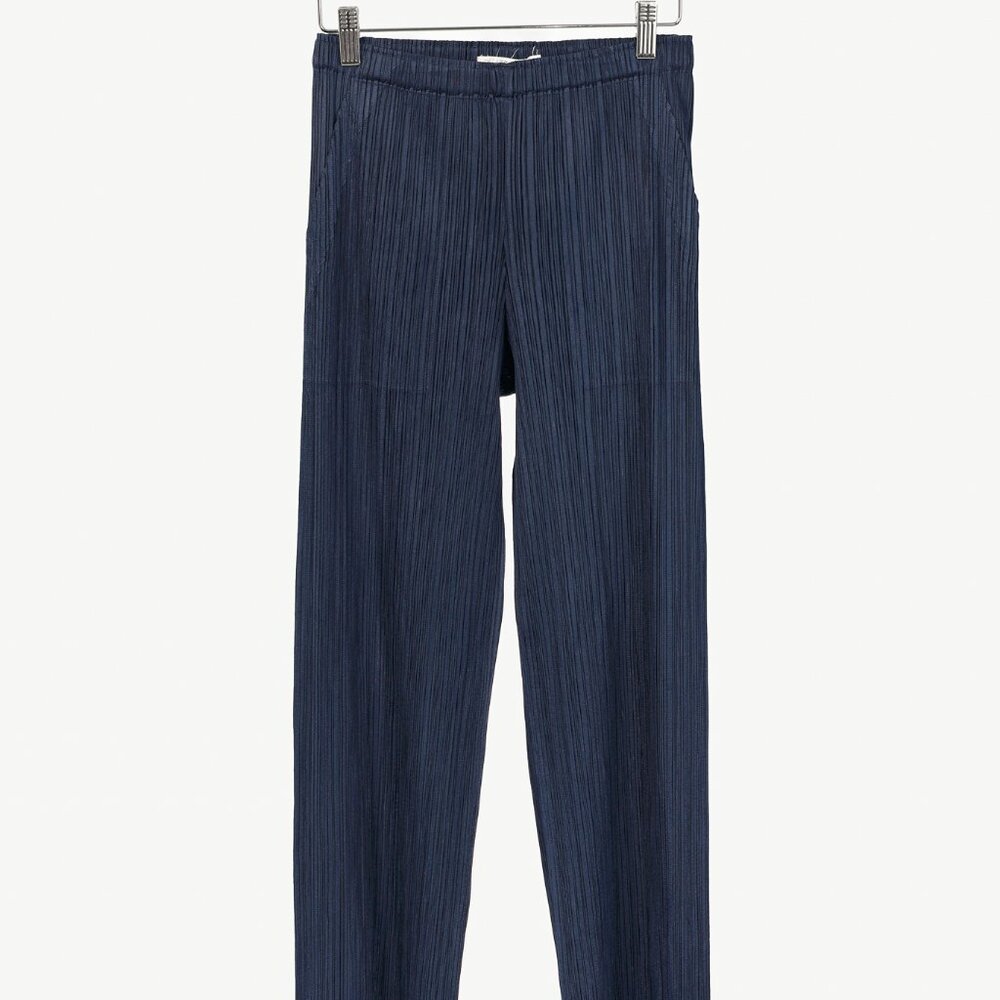 Pleats Please Issey Miyake Navy Straight-Leg Pants